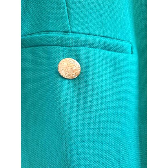 Vintage 1980s Depeche Mode Teal Sheath Dress Gold Button Chain Front Size 10 EUC - Picture 5 of 6